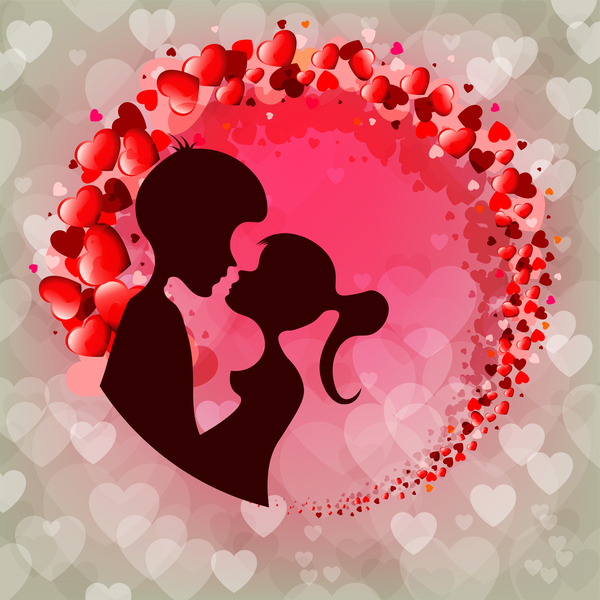 Romantic valentine day card with lovers vector material 16  