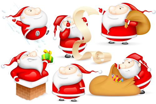 Amusing Christmas Santa Claus elements vector set 04  