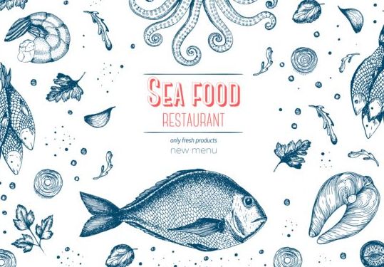 Nourriture de mer restaurant menu couverture vecteur 02  
