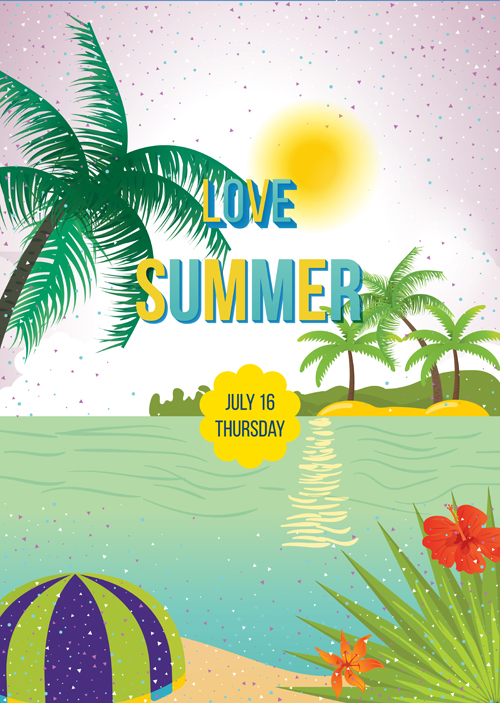 Sea style summer party flyer vector 02  