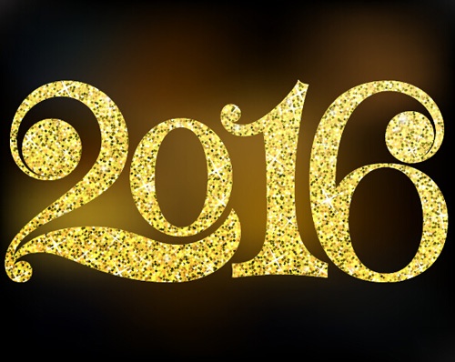 Shiny 2016 new year text design vector  