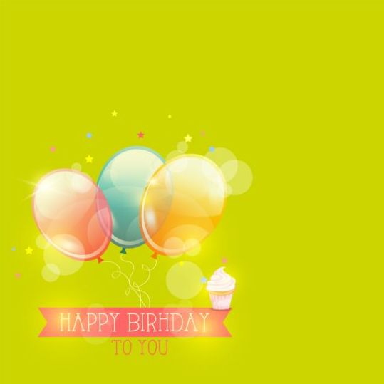 Glänsande ballong med födelsedag bakgrund vektor 03  
