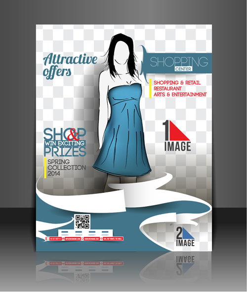 Shopping flyers cover with girl vector illustration 01  