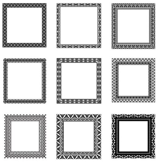 Vierkante zwarte frame vector set 01  