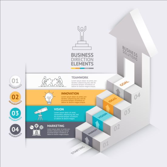 Stairs flight with business infographic vector 04  