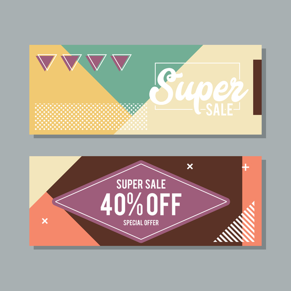 Super sale discount banner template vectors 01  