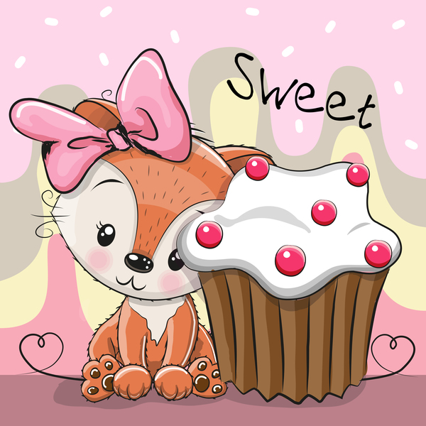 Sweet cupcake card vector 02  