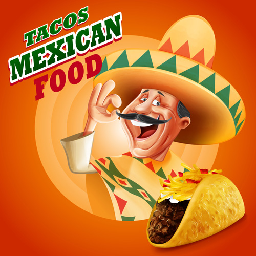 Tacos mexican food poster vintage vector  