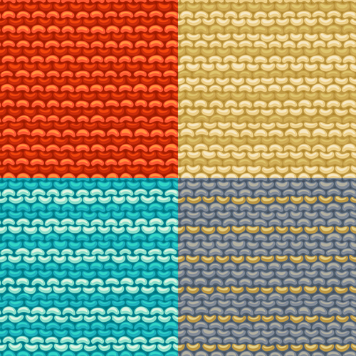 Textures knitted pattern set vector 01  