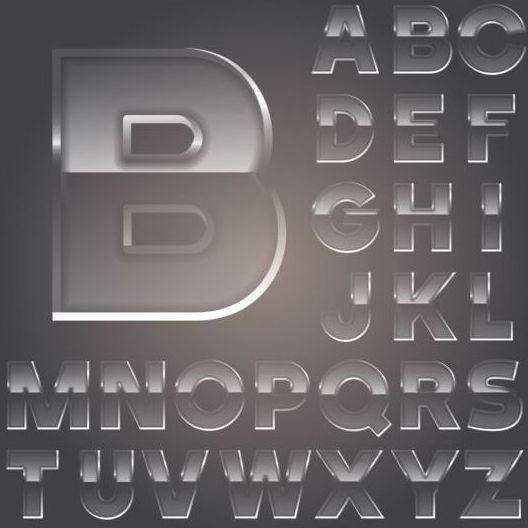 Vecteurs d’alphabet en verre transparent  