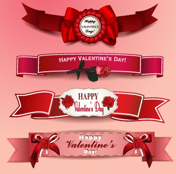 Valentine Day ribbon banner creative vector 02  