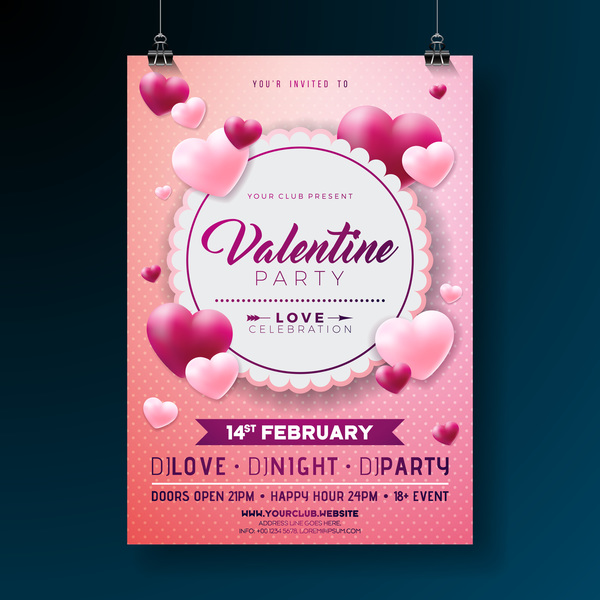 Valentine flyer and brochure cover template vectors set 06  