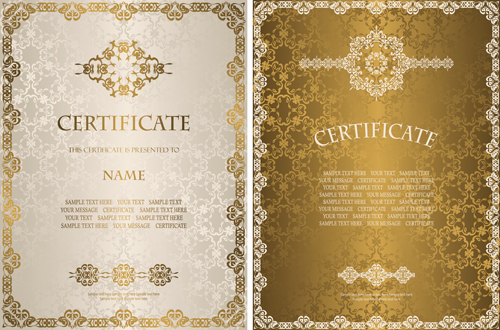 Vintage luxury certificates template set vector 09  