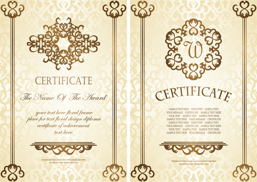 Vintage luxury certificates template set vector 18  