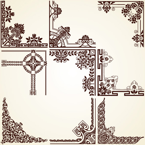 Vintage pattern area Borders and ornaments vector 03  