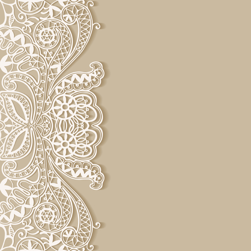 White lace with colored background vector set 03  