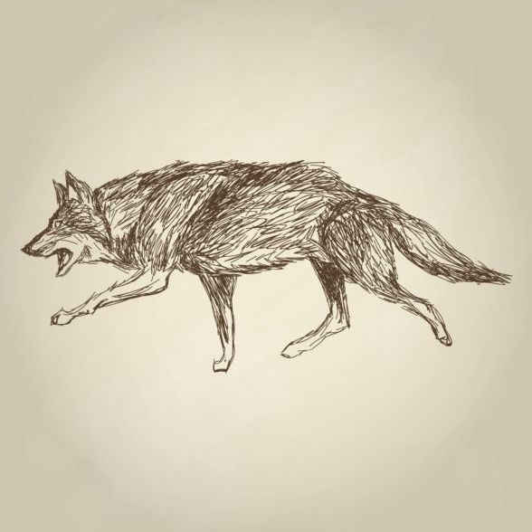 オオカミの手図面デザイン ベクター素材 05  