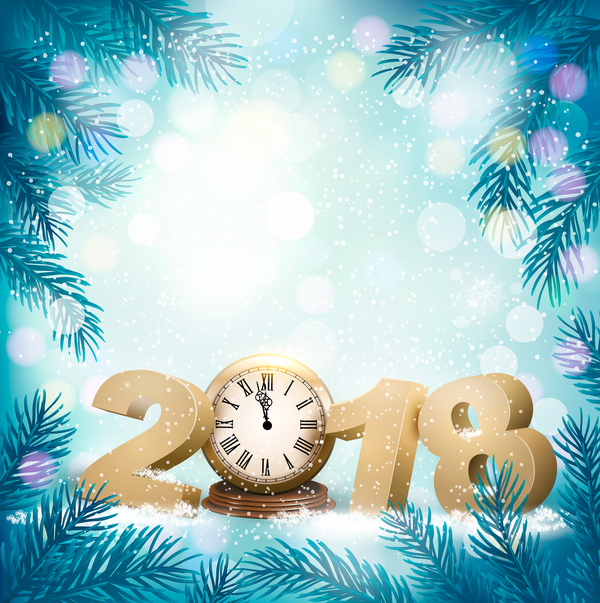 blauer Feiertagshintergrund mit chistmas Zweig und Vektor 2018  