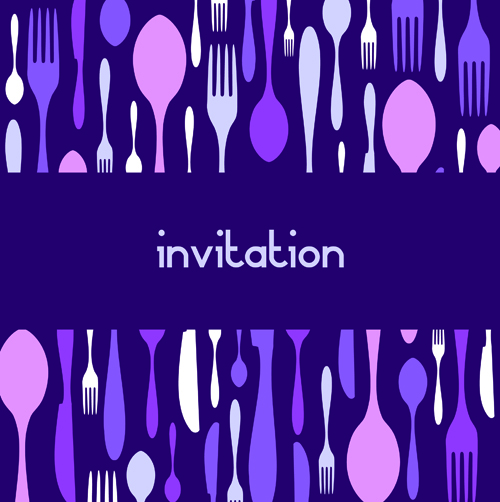 Food theme invitation cards cover design vector  