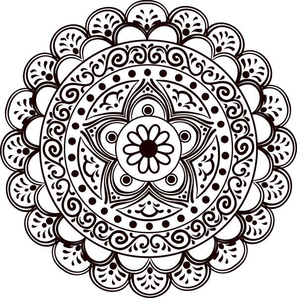 mandala lineart ornement vecteur matériel 01  