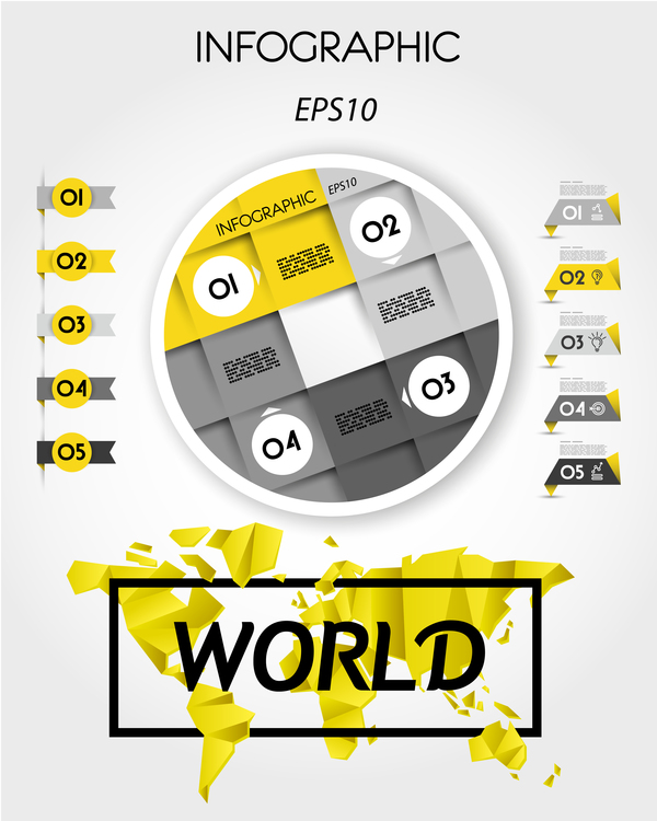 yellow infographic template with ring vector  