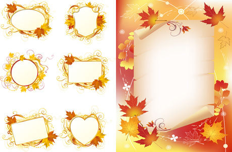 Maple Leaf decorative frame vector  