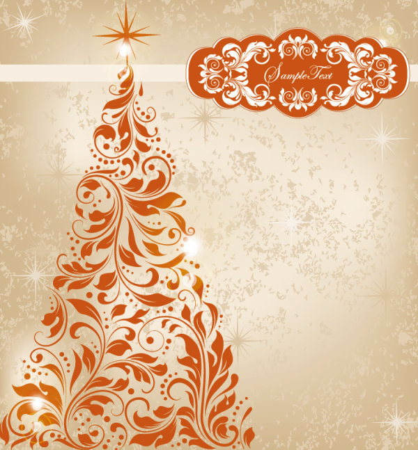 Set of floral Christmas card vector 04  