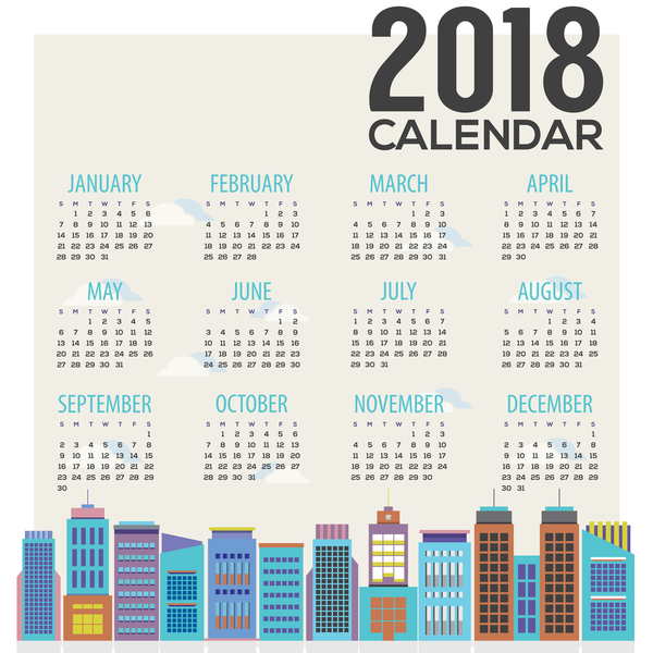 2018 city calendar vector template 05  