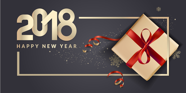 2018 nouvel an fond noir avec des boîtes cadeau vecteur 07  