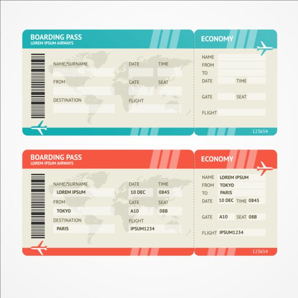 Airline tickets template design vector 07  