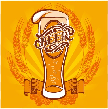 Yellow style beer menu cover design vector 04  