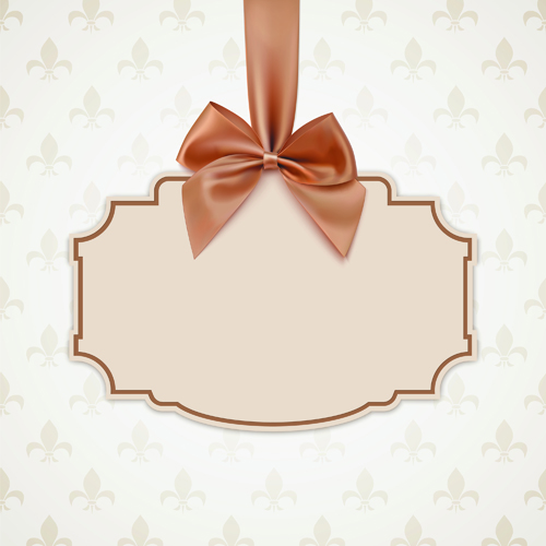 Beige bow card template vector 02  