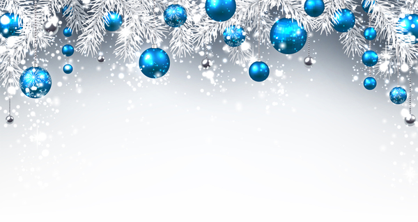 Blauer Weihnachtsball mit Baumzweige Vektorkarte  