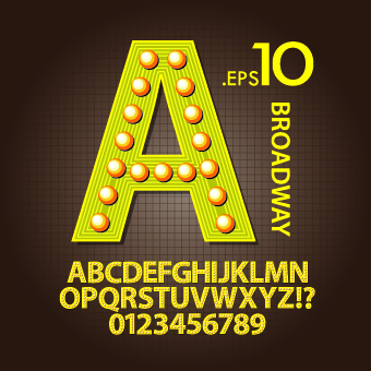 Broadway style alphabet font vector  
