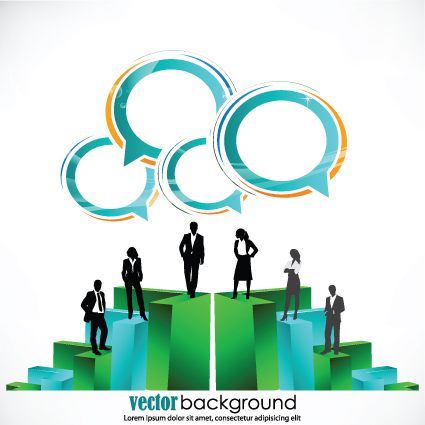 Set of Business talk vector backgrounds art 04  