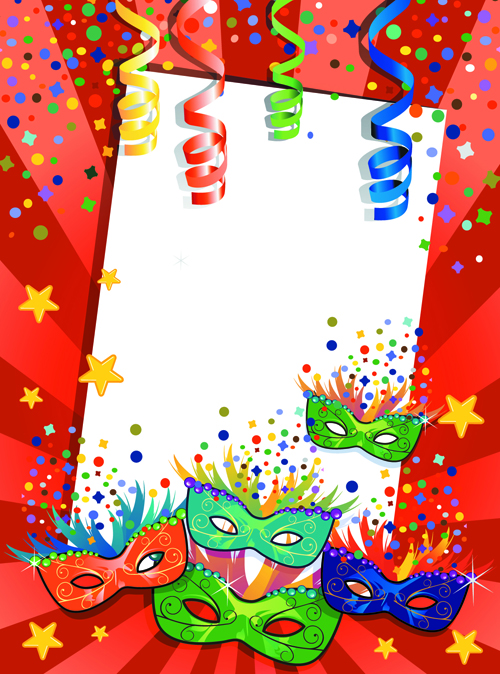 Carnival night background with mask vector 01  