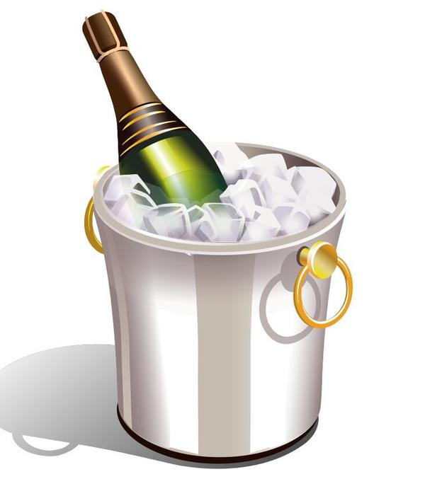 Champagne and ice cubes vector material 04  