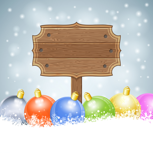 木製のボードのサインベクトル05とクリスマスの背景  