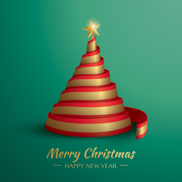 Christmas tree with ribbon design vector 12  