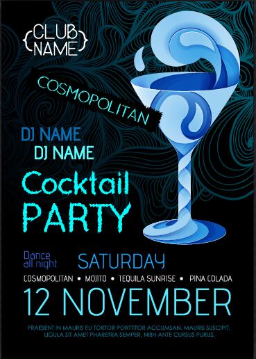 Cocktail party flyer vector template 14  