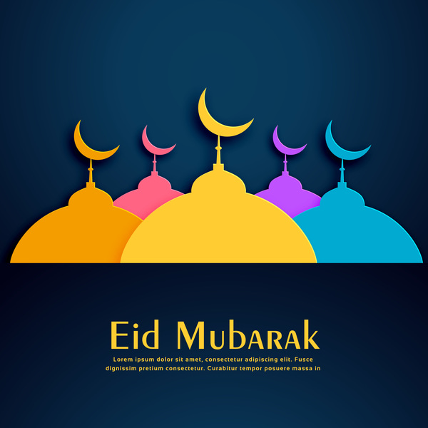 Farbiger Eid Mubarak-Hintergrunddesignvektor  