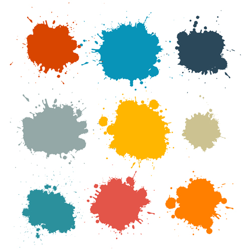 Colorful blot spatter vector design set 08  