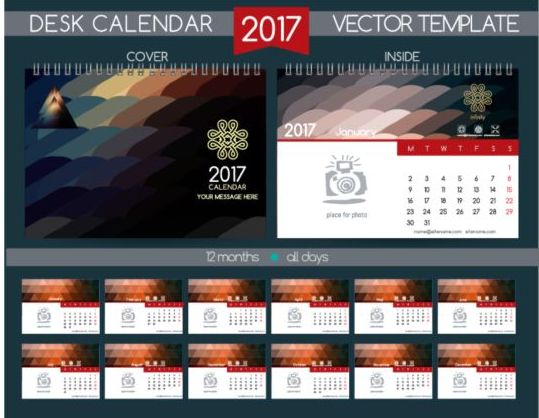Компания 2017 Настольный календарь дизайн вектор шаблон 11  