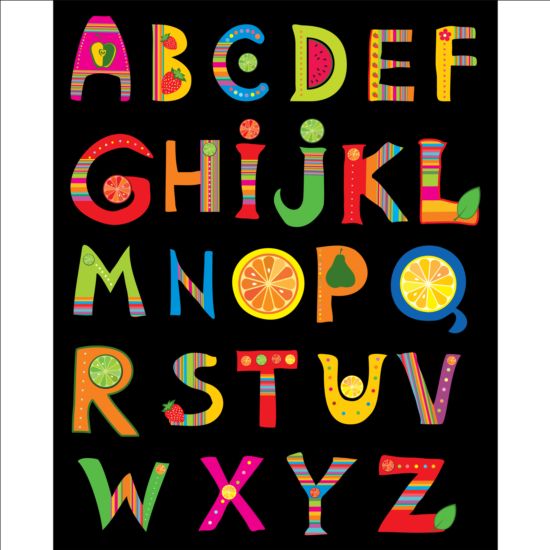 Schattige vruchten alfabet vector 02  