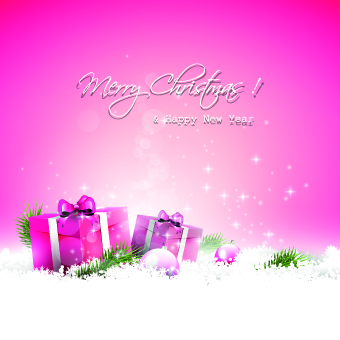 Cute pink christmas background vector  