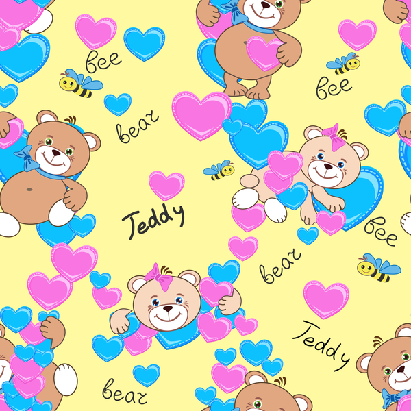 Cute teddy bears seamless pattern vector material 07  