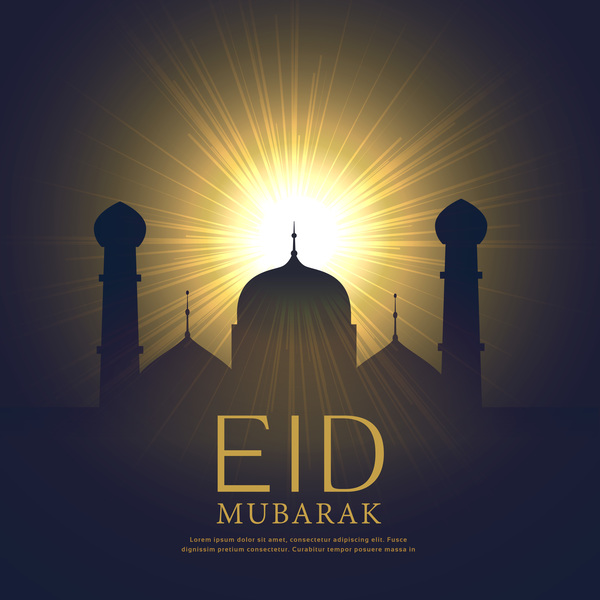 Fond de Eid mubarak avec le vecteur de lumière du soleil  