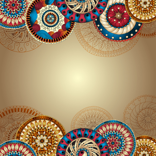 Ethnic pattern styles art background vector 03  