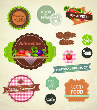 Fresh food labels design vector 04  