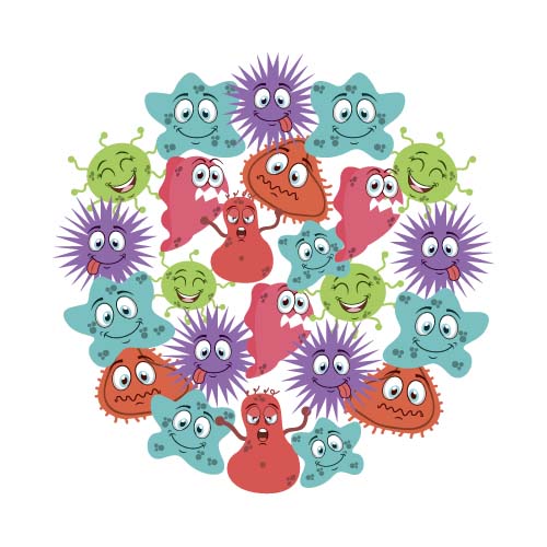 Funny cartoon bacteria and virus vector 09  